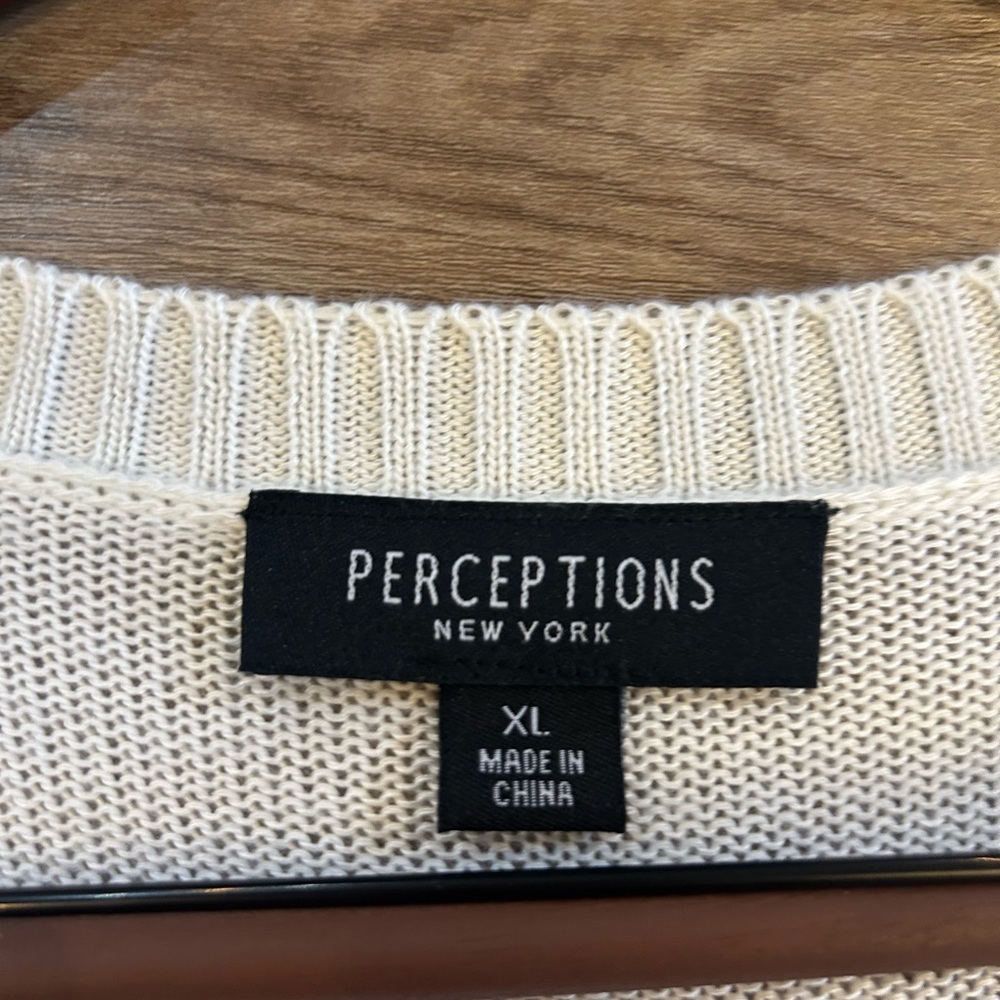 Perceptions New York Cream Open Knit Short Sleeve Cardigan XL - Picture 2 of 6
